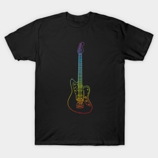 Offset Style Electric Guitar Colorful Outline T-Shirt